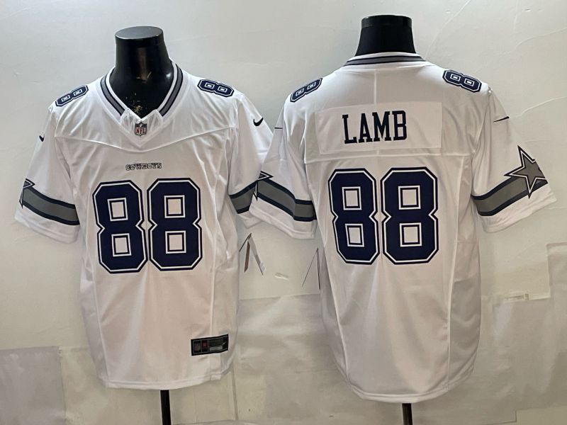 2026 Men Dallas Cowboys #88 Lamb White 6th generations Throwback Nike Limited NFL Jersey style 001